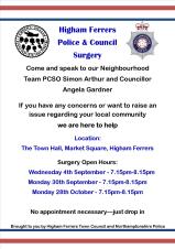 Police and Council Surgery - New Schedule